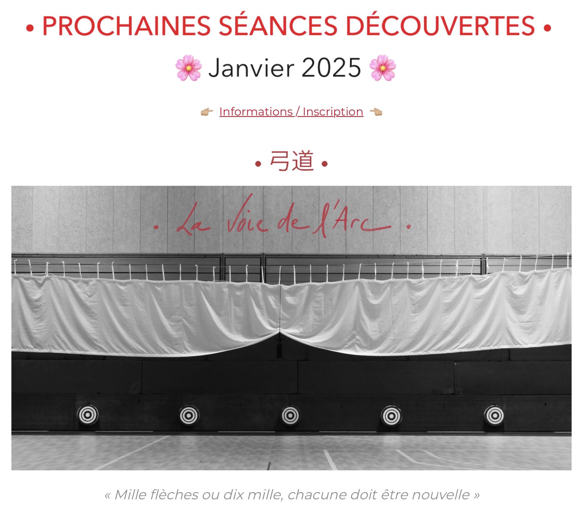 PROCHAINES SÉANCES DÉCOUVERTES DE KYŪDŌ