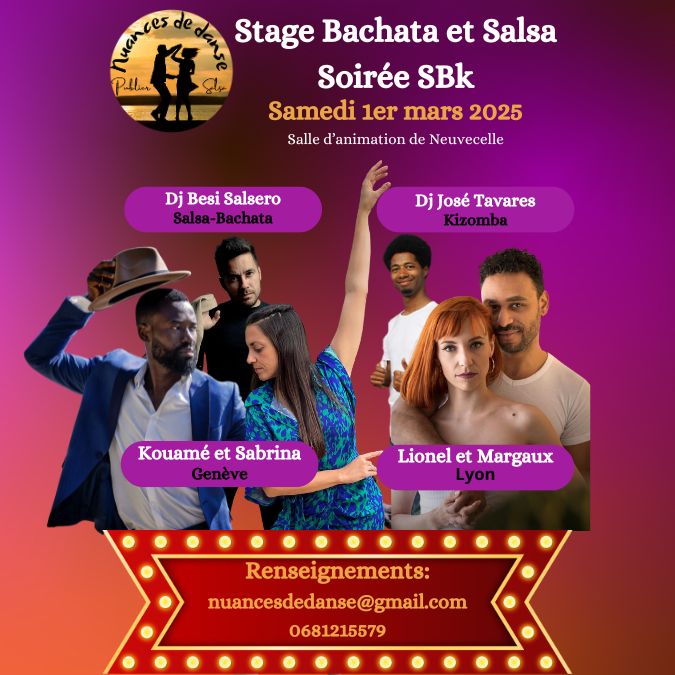 Stage Bachata et Salsa puis Soirée Salsa-Bachata-kizomba